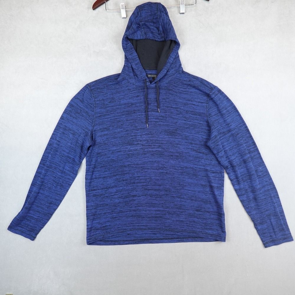 John Varvatos Hoodie Mens Large Heather Blue Knit Viscose Sweater